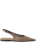 Brunello Cucinelli Perforated Leather Slingback Flat — beige
