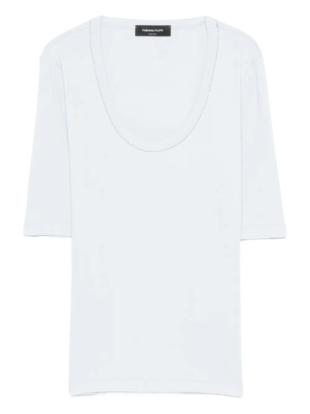 Fabiana Filippi Scoop-Neck Cotton T-Shirt — white