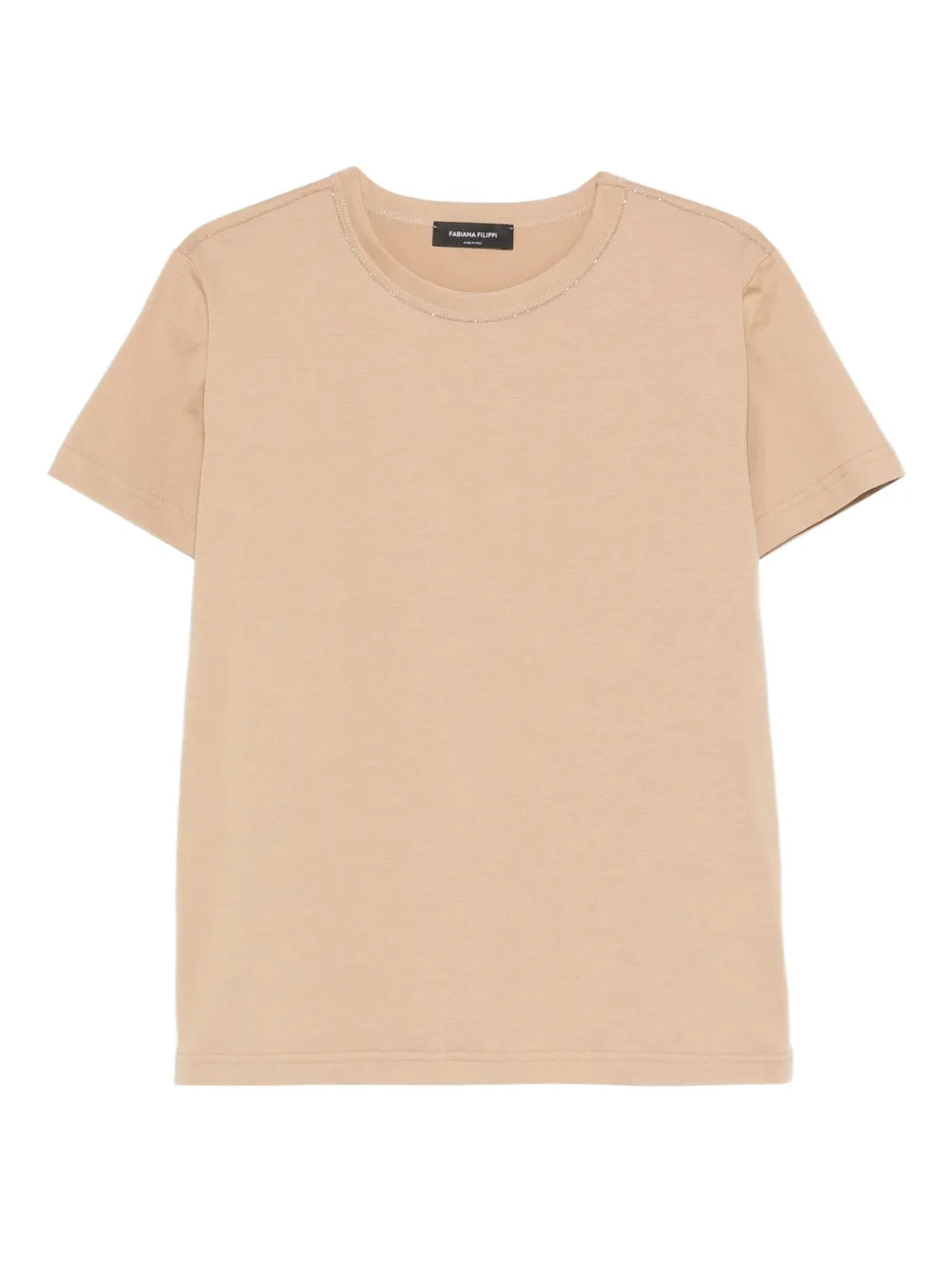 Fabiana Filippi Cotton Round-Neck T-Shirt — Beige