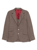 Brunello Cucinelli Linen Single-Breasted Blazer — Brown