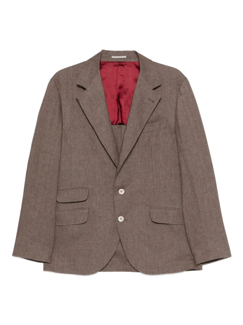 Brunello Cucinelli Linen Single-Breasted Blazer — Brown