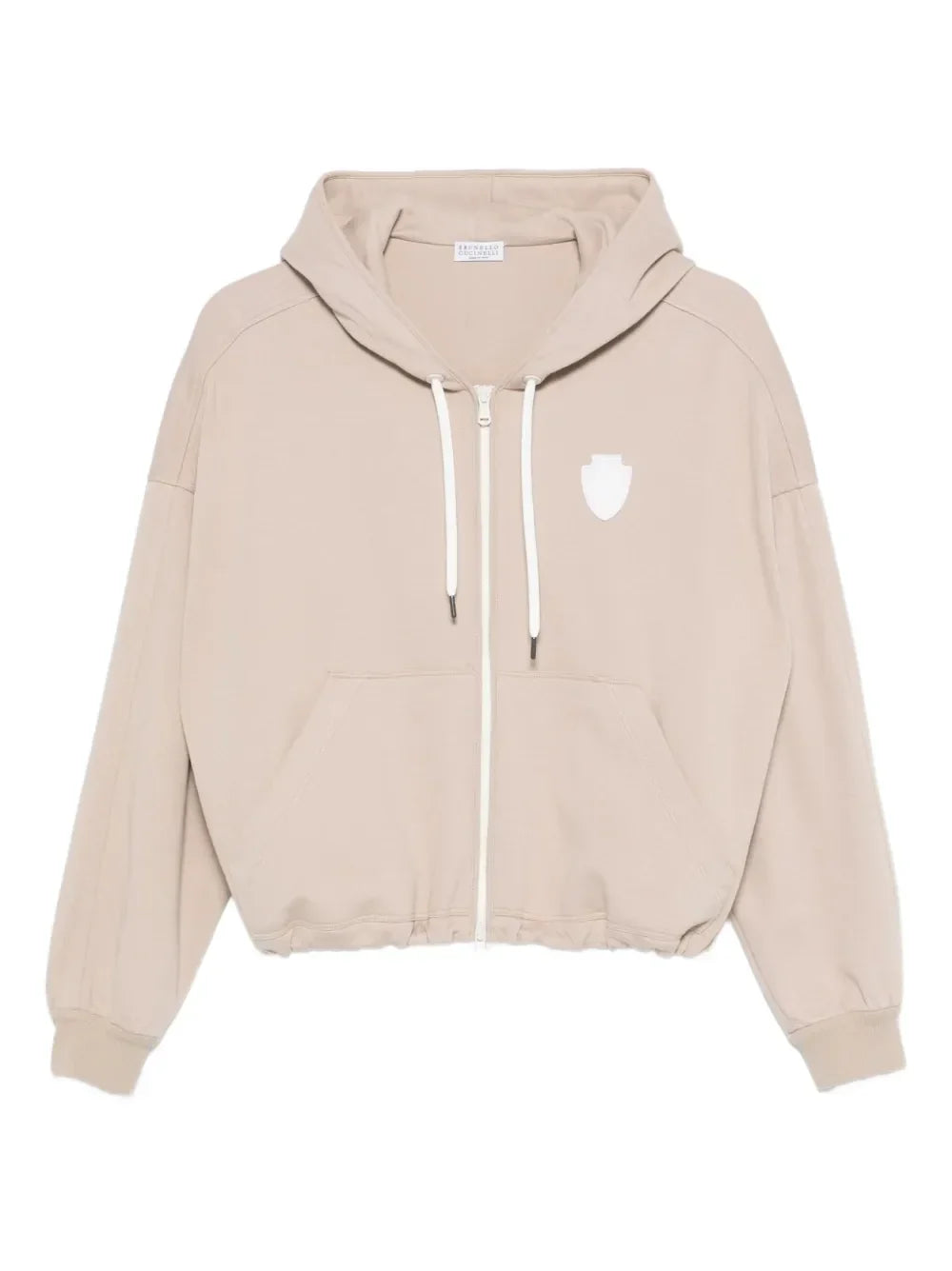 Brunello Cucinelli Logo-Patch Hoodie — Beige