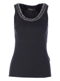 Fabiana Filippi Embellished-Trim Tank Top — Black