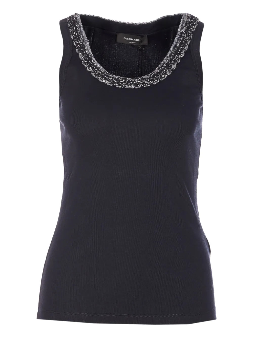 Fabiana Filippi Embellished-Trim Tank Top — Black