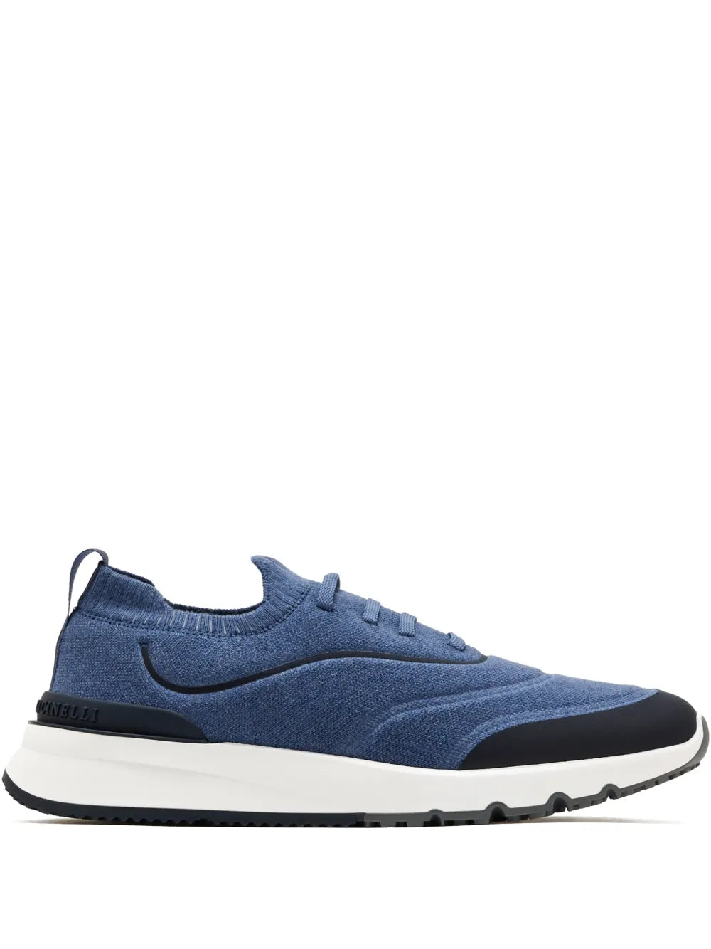 Brunello Cucinelli Knit Lace-Up Sneaker — Blue