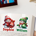 Marcapáginas magnético personalizado con nombre y año Muñeco de nieve Material de lectura Regalo de Navidad para los amantes de los libros Ratones de biblioteca