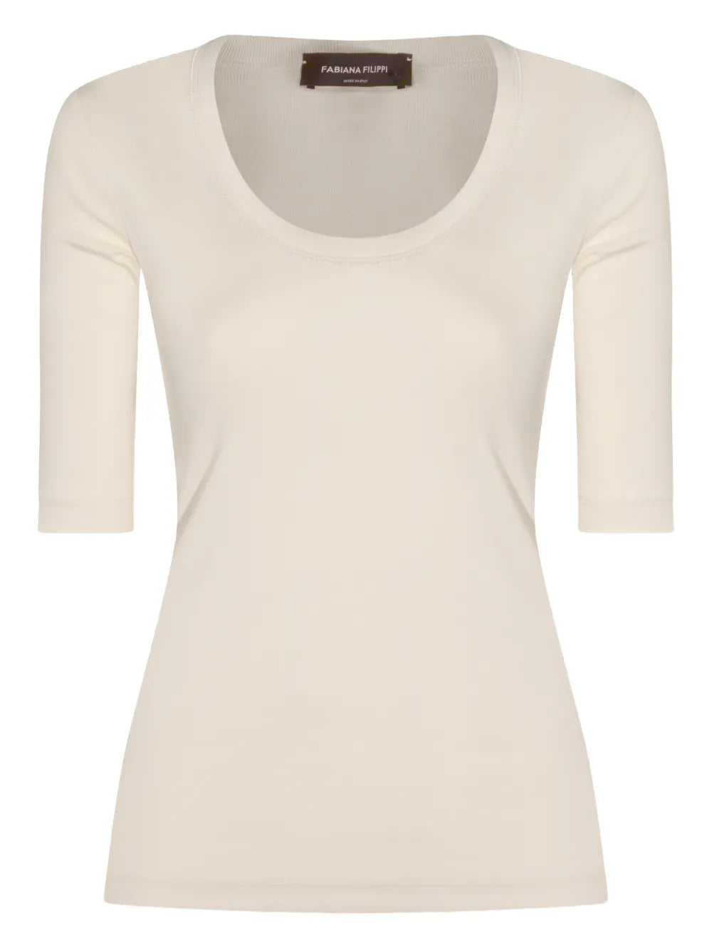 Fabiana Filippi Scoop-Neck Cotton T-Shirt — cream