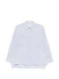 Peserico Light Blue Striped Cotton-Silk Shirt — light blue