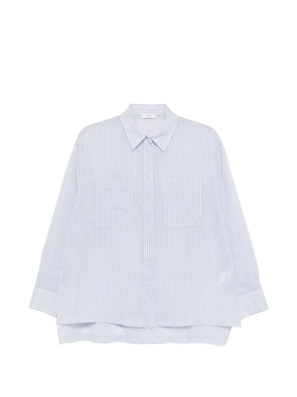 Peserico Light Blue Striped Cotton-Silk Shirt — light blue