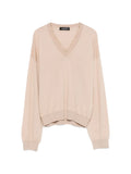 Fabiana Filippi Ribbed V-Neck Sweater — Beige