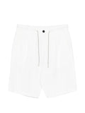 Eleventy Pleated Cotton-Linen Bermuda — white