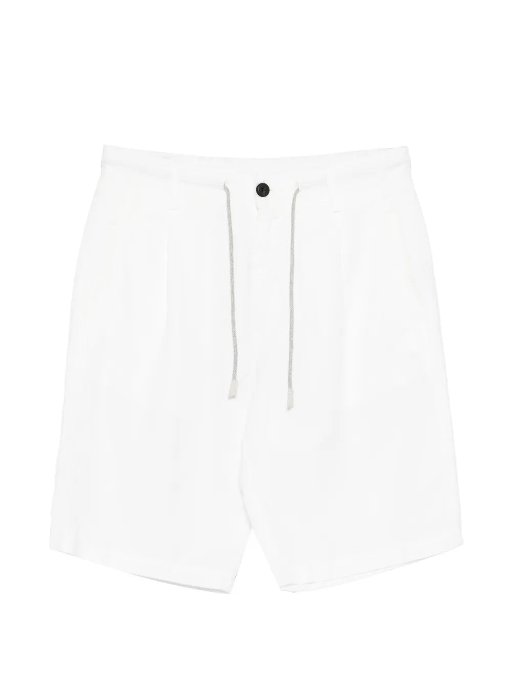 Eleventy Pleated Cotton-Linen Bermuda — white