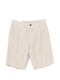 Eleventy Pleated Linen-Cotton Bermuda — sand