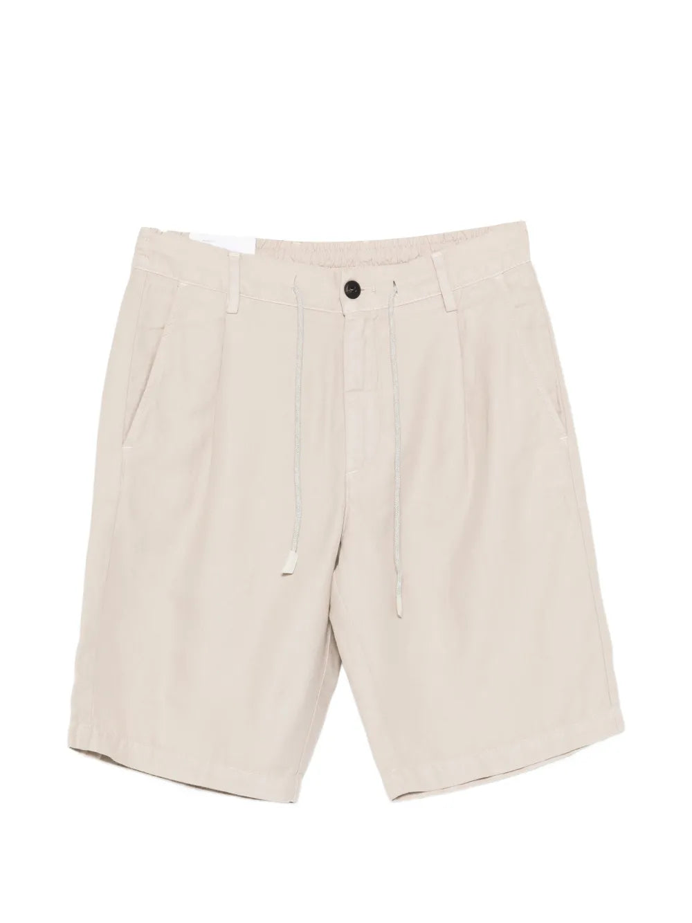 Eleventy Pleated Linen-Cotton Bermuda — sand