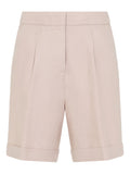 Peserico Pleated Linen Shorts — Pink