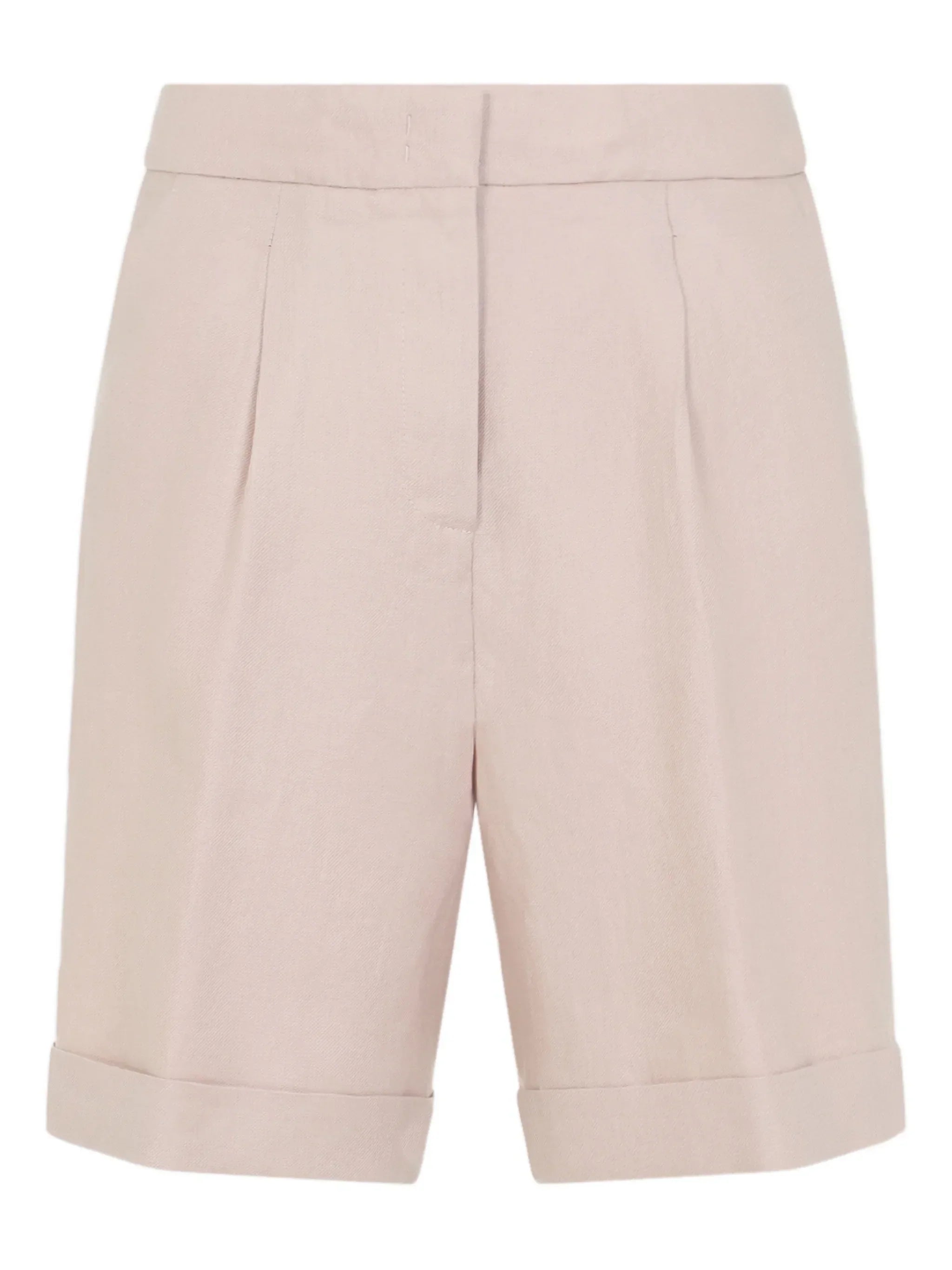 Peserico Pleated Linen Shorts — Pink