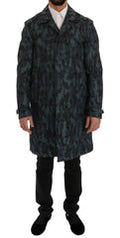 Men's Blue Camouflage Trench Hemp Clothing