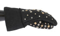 Men's Gray Wool Shearling Studded Gloves Merino