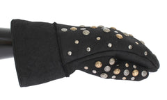 Men's Gray Wool Shearling Studded Gloves Merino
