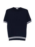 Panicale Striped Ribbed T-Shirt — Navy