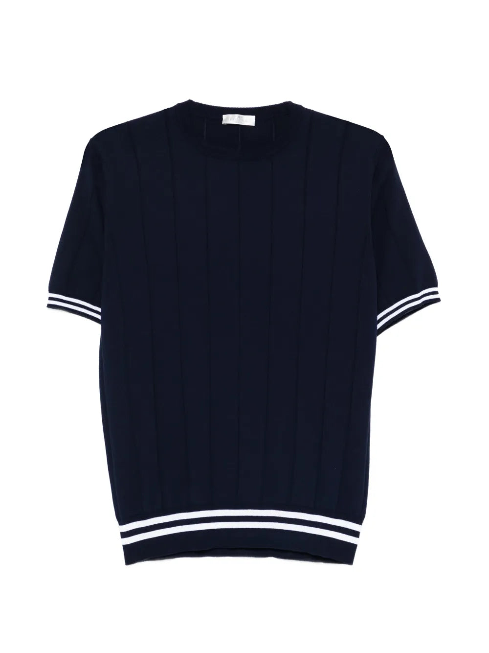 Panicale Striped Ribbed T-Shirt — Navy