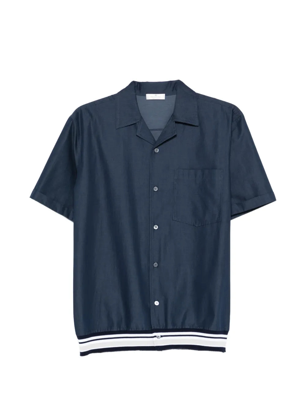 Panicale Camp-Collar Ribbed Shirt — Navy