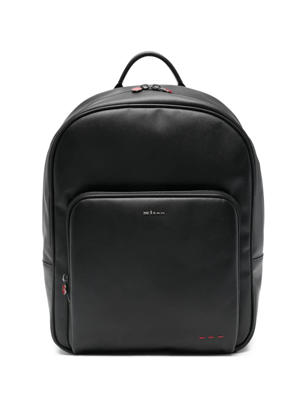 Kiton Leather Zip-Fastening Backpack — Black