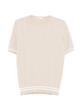 Panicale Ribbed Striped T-Shirt — Cream