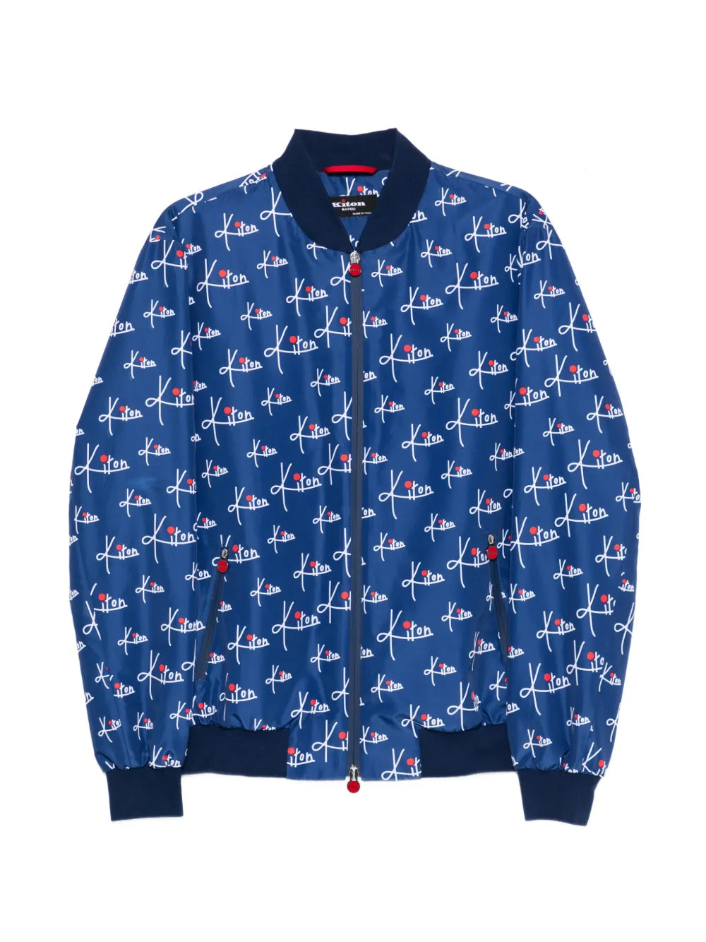 Kiton Logo-Print Jacket — Navy
