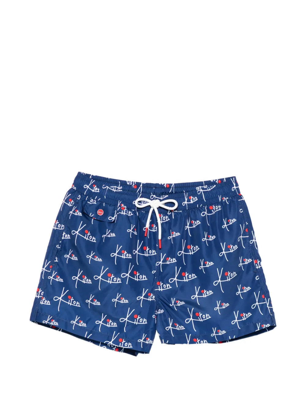Kiton Logo-Print Swim Shorts — Navy