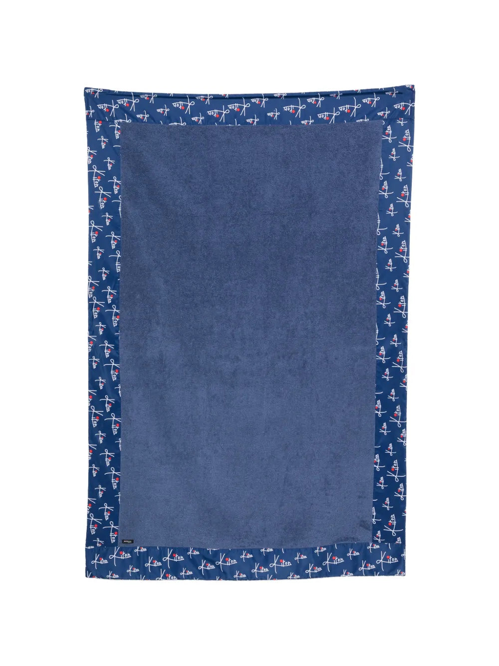 Kiton Logo-Print Border Beach Towel — Blue