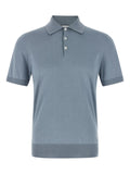 Brunello Cucinelli Contrasting-Piping Cotton Polo Shirt — blue