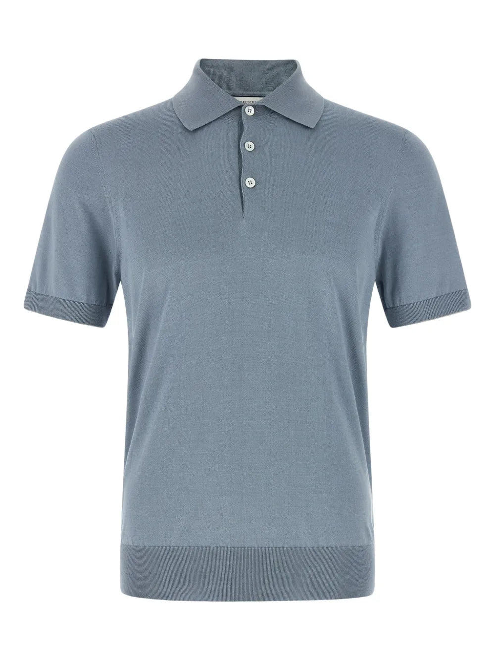 Brunello Cucinelli Contrasting-Piping Cotton Polo Shirt — blue