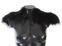 Women's Black Fox Fur Collar Scarf Argentata