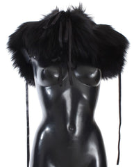 Women's Black Fox Fur Shoulder Wrap Cover Collar Scarf Argentata