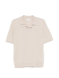 Eleventy Cotton-Linen Knit Polo — Beige