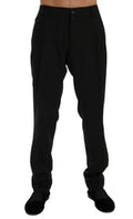 Men's Black Striped Wool Stretch Pants
