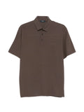 Herno Cotton Button-Up Polo Shirt — Brown
