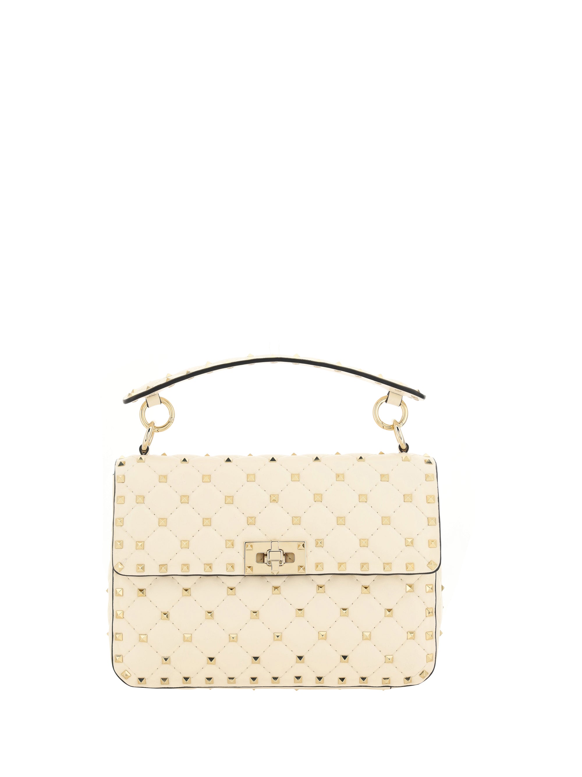 Valentino Garavani Rockstud Spike Shoulder Bag — Beige