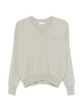 Peserico Embroidered V-Neck Sweater — Beige