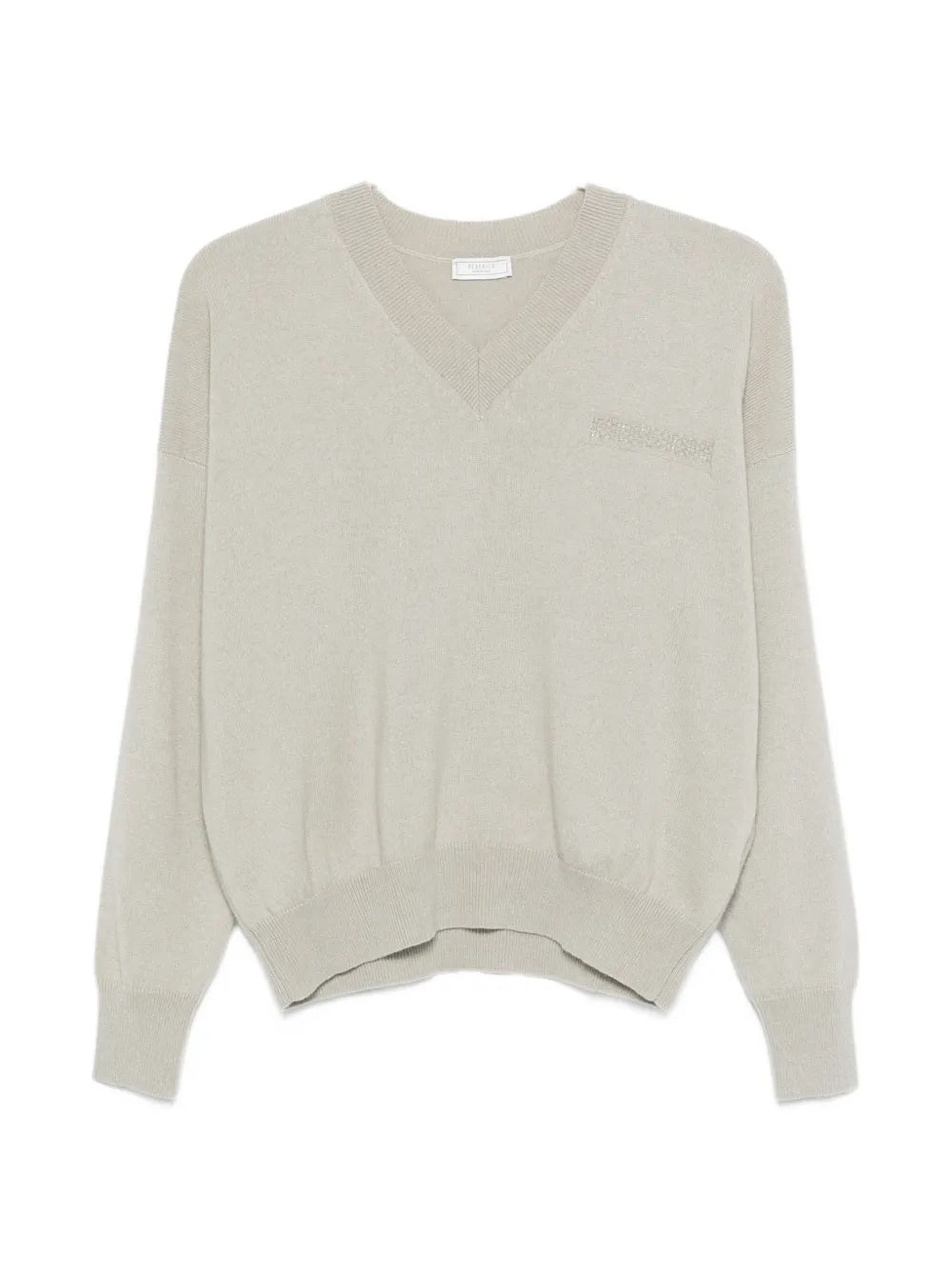 Peserico Embroidered V-Neck Sweater — Beige