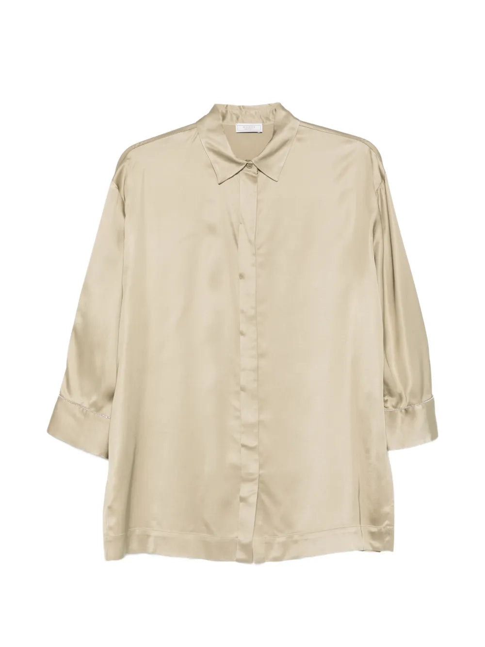 Peserico Buttoned-Cuff Viscose Shirt — Taupe