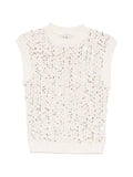 Peserico Sequin-Embellished Tank Top — Off-white