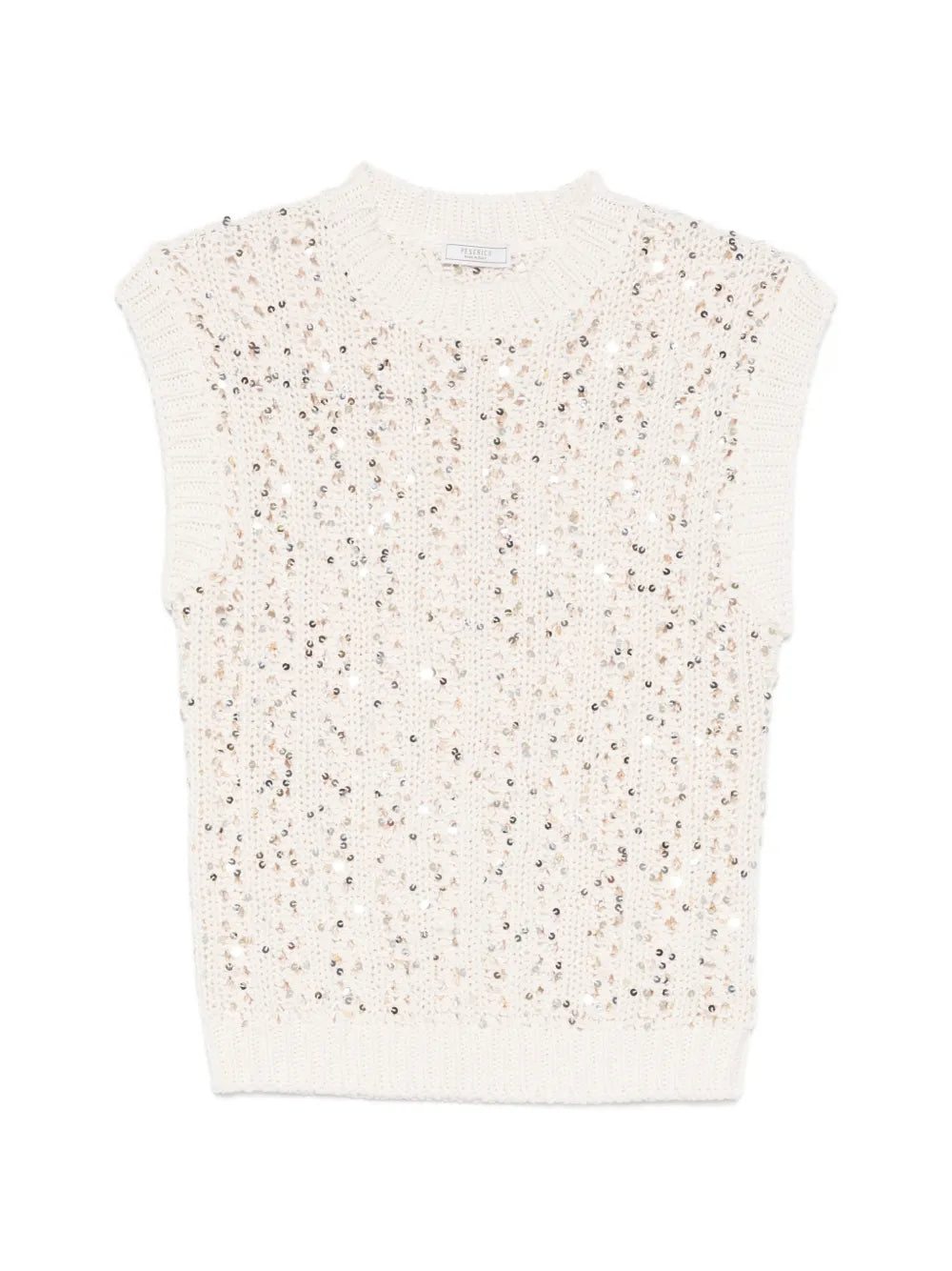 Peserico Sequin-Embellished Tank Top — Off-white