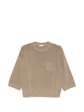 Peserico Metallic-Detail Cotton Sweater — Beige