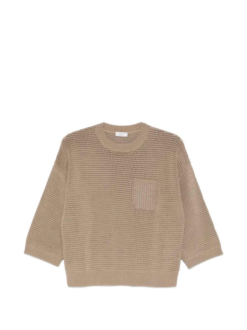 Peserico Metallic-Detail Cotton Sweater — Beige