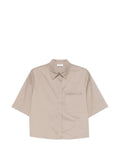 Peserico Pocket Cotton Blend Shirt — Beige