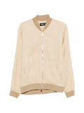 Kiton Linen Zipped Bomber Jacket — Beige
