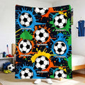 Personalizada Graffiti Fútbol Suave Manta Negra con Nombre Decoración del Hogar Cumpleaños Día del Juego Regalo para Niños Amantes del Fútbol