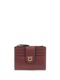 Pinko Love Birds Logo Leather Wallet — Burgundy